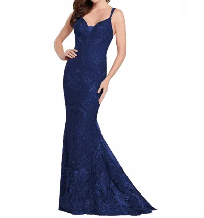 Ellie Wilde Beaded Gown In Navy In Blue