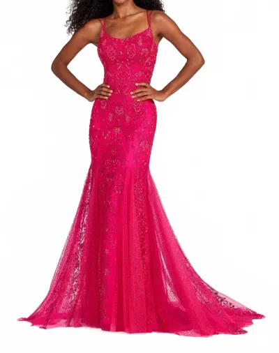 Ellie Wilde Beaded Maxi Dress In Lipstick In Multi