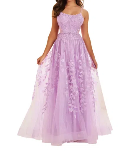 Ellie Wilde Corset Glitter Tulle Prom Dress In Lilac In Pink