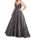 Ellie Wilde Corset Lace Up Gown In Grey In Gray
