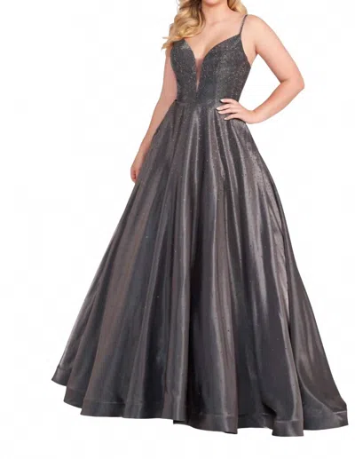 Ellie Wilde Corset Lace Up Gown In Grey In Gray