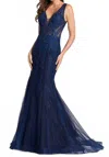 Ellie Wilde Embellished Sleeveless Prom Dress In Royal In Blue