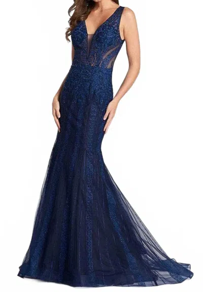Ellie Wilde Embellished Sleeveless Prom Dress In Royal In Blue