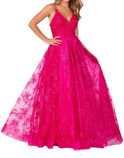 Ellie Wilde Embroidered Maxi Dress In Pink