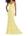 Ellie Wilde Embroidered Sequin Lace Dress In Yellow