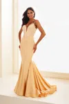 Ellie Wilde Ew120012 Long Fitted Evening Prom Gown In Gold
