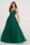 Ellie Wilde Ew120014 Long Formal Glitter Prom Ball Gown In Green