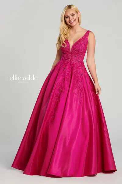Ellie Wilde Ew120115 Long Ball Gown Pocket Prom Dress In Red