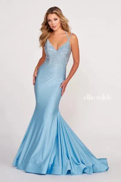 Ellie Wilde Ew122001 Mermaid Long Formal Beaded Prom Gown In Multi
