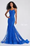 Ellie Wilde Ew122032 Prom Formal Fitted Evening Long Gown In Blue