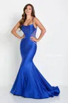 Ellie Wilde Ew34004 Long Mermaid Formal Evening Beaded Prom Gown In Blue