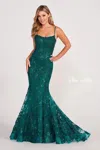 Ellie Wilde Ew34009 Beaded Mermaid Long Formal Prom Gown In Green