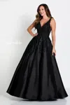 Ellie Wilde Ew34050 Long Ball Gown Beaded Pocket Prom Dress In Black