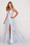Ellie Wilde Ew34107 Ballgown Long Prom Dress In Blue