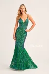 Ellie Wilde Ew35006 Prom Long Fitted Formal Evening Dress In Green