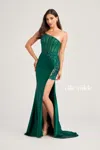 Ellie Wilde Ew35031 Formal Glitter Prom Long Dress In Green