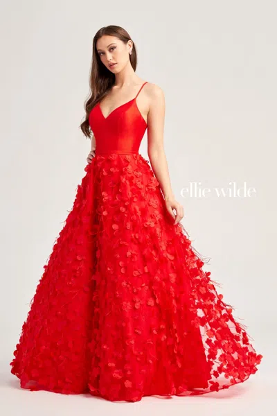 Ellie Wilde Ew35037 Long Formal Pocket Prom Ball Gown In Red