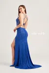 Ellie Wilde Ew35064 Prom Beaded Long Formal Evening Gown In Blue