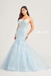 Ellie Wilde Ew35080 Long Mermaid Formal Sequin Prom Gown In Blue