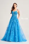 Ellie Wilde Ew35081 Prom Long Beaded Applique Ball Gown In Blue