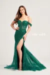 Ellie Wilde Ew35082 Long Formal Glitter Evening Prom Dress In Green