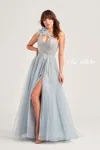 Ellie Wilde Ew35086 Long Ball Gown Beaded Prom Dress In Blue