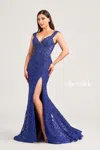 Ellie Wilde Ew35091 Prom Long Fitted Formal Gown In Blue