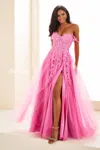 Ellie Wilde Ew35101 Prom Long Formal Glitter Ball Gown In Pink