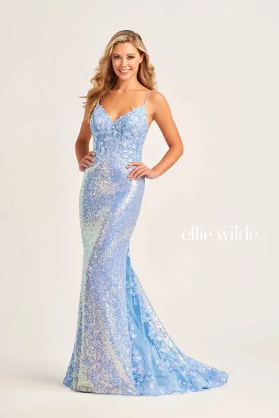 Ellie Wilde Ew35202 Prom Fitted Evening Long Gown In Multi