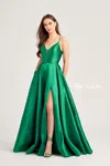 Ellie Wilde Ew35232 Prom Long Formal Slit Pocket Ball Gown In Green