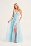 Ellie Wilde Ew35233 Formal Long Glitter Evening Prom Dress In Blue