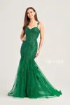 Ellie Wilde Ew35238 Long Mermaid Formal Beaded Prom Gown In Green