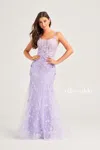 Ellie Wilde Ew35241 Fitted Long Formal Glitter Prom Gown In Purple