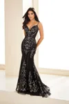 Ellie Wilde Ew36006 Long Formal Glitter Mermaid Prom Dress In Black