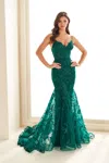 Ellie Wilde Ew36008 Long Glitter Lace Formal Prom Dress In Green