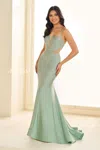 Ellie Wilde Ew36013 Long Formal Gown Mermaid Prom Dress In Green