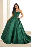 Ellie Wilde Ew36025 Ball Gown Beaded Sequin Long Formal Prom Dress In Green
