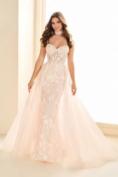 Ellie Wilde Ew36028 Sequin Mermaid Long Formal Glitter Prom Dress In Pink