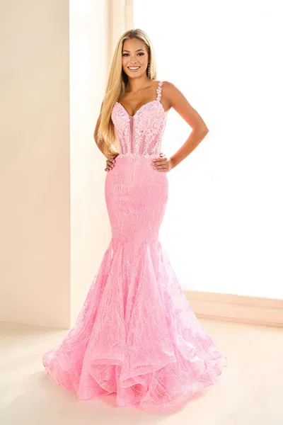 Ellie Wilde Ew36038 Sequin Prom Long Formal Evening Dress In Pink