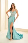 Ellie Wilde Ew36091 Long Formal Gown Mermaid Beaded Evening Prom Dress In Green
