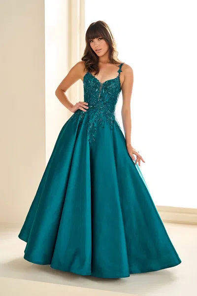 Ellie Wilde Ew36094 Ball Gown Lace Long Formal Sequin Prom Dress In Green