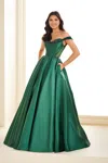 Ellie Wilde Ew36100 Ball Gown Long Formal Beaded Prom Dress In Green