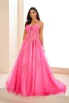 Ellie Wilde Ew36202 Sequin Ball Gown Long Formal Evening Prom Dress In Pink