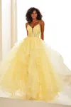 Ellie Wilde Ew36203 Long Glitter Ball Gown Formal Prom Dress In Yellow