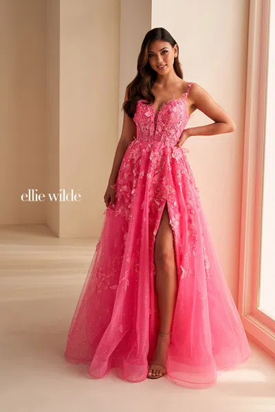 Ellie Wilde Ew36208 Long A Line Side Pocket Slit Formal Sequin Prom Dress