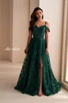Ellie Wilde Ew36220 Long Glitter Gown Formal A Line Evening Prom Dress In Green