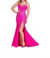 Ellie Wilde Fit And Flare Prom Dress In Hot Pink In Multi