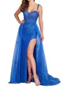 Ellie Wilde High Slit Gown In Royal Blue In Blue