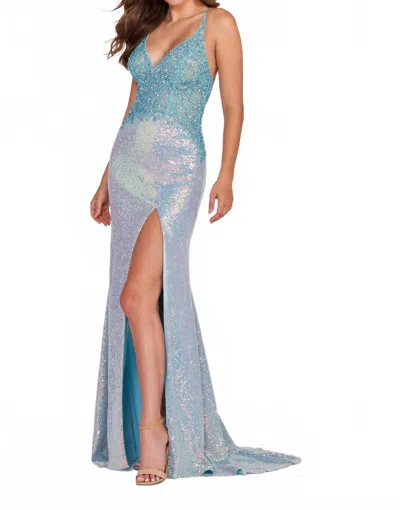 Ellie Wilde High Slit Maxi Dress In Light Blue