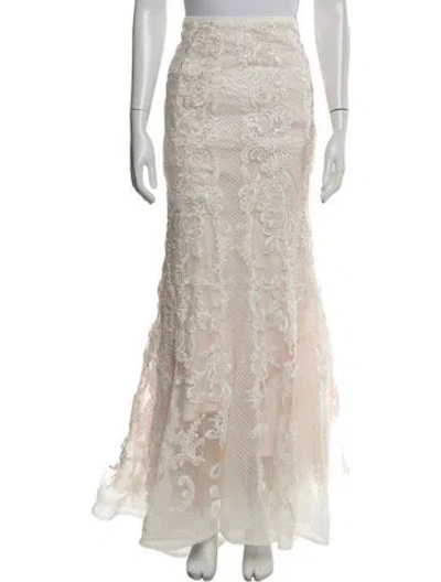 Pre-owned Ellie Wilde Lace Pattern Long Skirt In Neutral